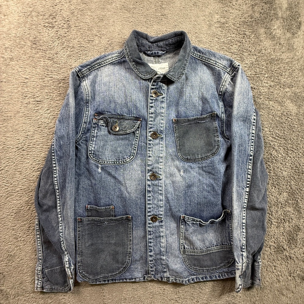 Sun + Stone Denim Chore Jacket Womens M Stone Wash Excellent 100% Cotton Utility